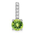 thumbnail image 1 of Diamond2Deal 14K White Gold Round Peridot and Diamond Pendant for Women (L- 0.69 inch, W- 0.28 inch), 1 of 6
