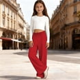 thumbnail image 2 of Afdoent Girls Pants Stretch Soft Casual Pants With Elastic Waist Comfortable Playwear For Toddlers And Kids Fashion Streetwear, 2 of 4