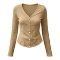 thumbnail image 7 of XuJwPNcy Long Sleeve Shirts for Women Button Down V Neck Fitted Tops Soft Comfy Sun Protection T-Shirts Summer Clothes, 7 of 7