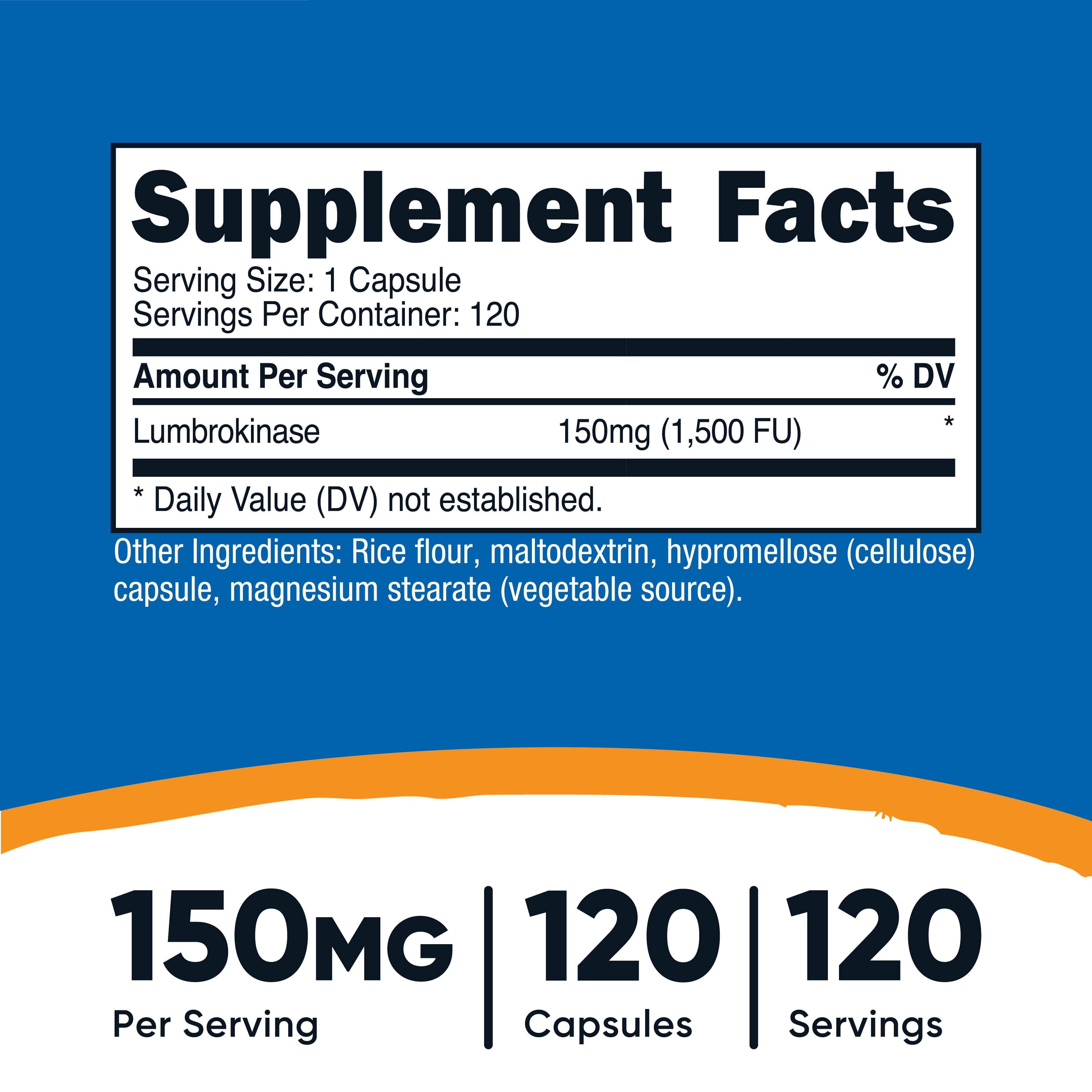 Nutricost Lumbrokinase Capsules 150 mg (120 capsules) - Gluten-Free, Vegan, GMO-Free