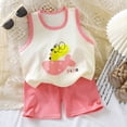 thumbnail image 2 of Splozh Toddler Boy Clothes Toddler Boys Vest Summer Set Breathable Sleeveless T Shirt Vest and Shorts Set Cartoon Baby Outfits Pink,3-6 Months, 2 of 5