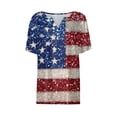 thumbnail image 4 of 4th of July Shirts Women V Neck Button Tops Henley Tunic T Shirts 2026 Summer Short Sleeve Tees, 4 of 4