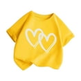 thumbnail image 3 of Little Girls Graphic Tee Heart Print Short Sleeve T-Shirt Casual Crewneck Tshirt, 3 of 5