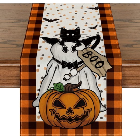 1Pc Clearance Under $5 Halloween Table Runner Table Runner Cotton For Dining Table Using Halloween Table Runner Pumpkin Table Runner Ao (D)