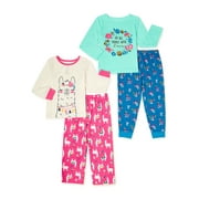 Cozy Jams Baby & Toddler Girls Long Sleeve Pajama Sets (12M-5T), 4 Piece