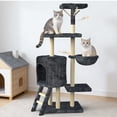 thumbnail image 5 of 53in Cat Tree, Multi-Level Cat Tower with Sisal Scratching Posts, Climbing Ladder, Hanging Toys, Condo & Hammock, Durable Pet House Furniture for Indoor Kittens, Gray, 5 of 8