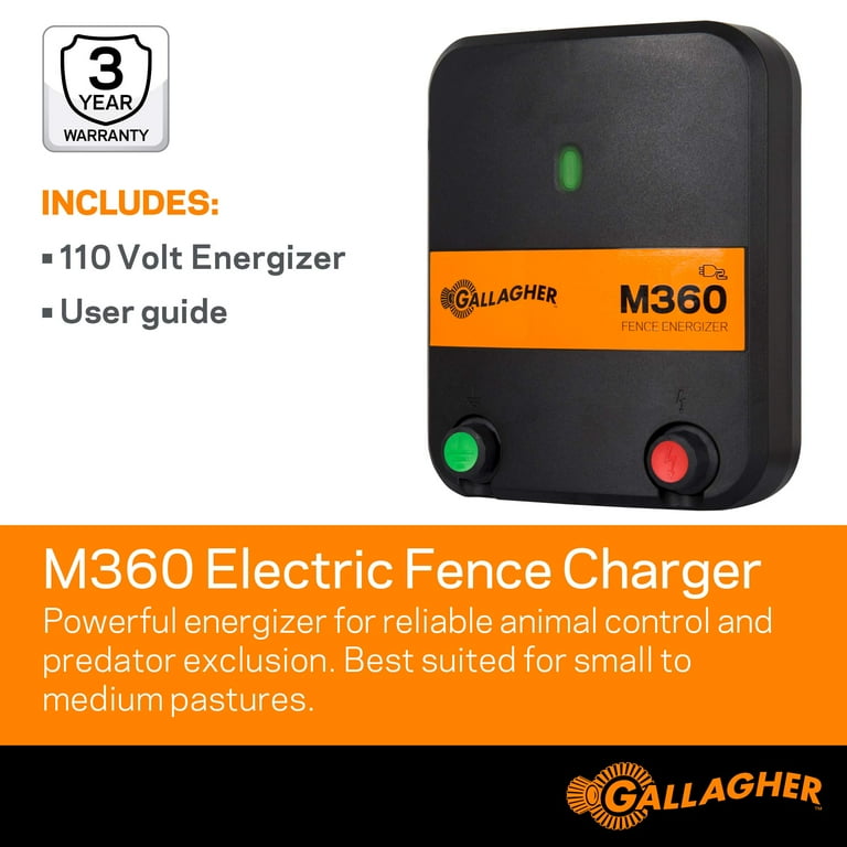 Gallagher M360 110 V Electric-Powered Fence Energizer 153331200055 sq ft Black/Orange Gallagher M360 110 V Electric-Powered Fence Energizer 153331200055 sq ft Black/Orange