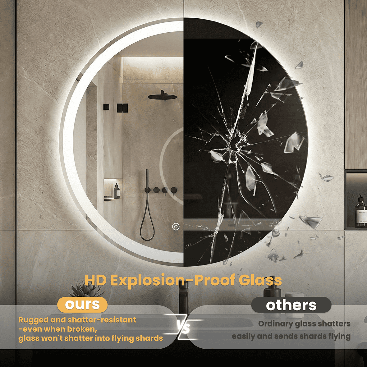 EDX 28" Anti-fog LED Bathroom Mirror with Dual Light Source and Three Lighting Modes, White