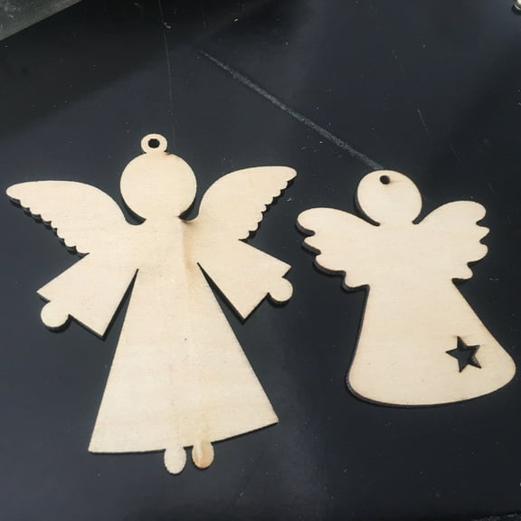 20pcs Wooden Christmas Ornaments to Paint, Blank Angel Shapes for Holiday, Wedding, Birthday Decorations, 10.5 x 9 cm Hanging Tags