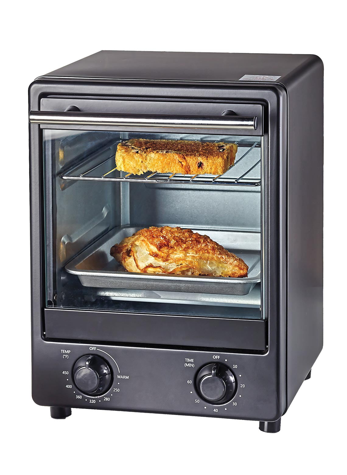 Convection oven Indicator light J-Jati Countertop oven Silver and Broil Countertop Toaster Oven Electric 800W Thermostat in celcius SK-12 glass door Toast Bake Non-stick tray