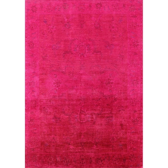 Ahgly Company Indoor Rectangle Mid-Century Modern Pastel Purple Pink Oriental Area Rugs, 2' x 5'