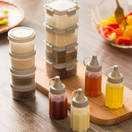 

Esho 4Pcs/Set Camping Seasoning Box Spice Oil Vinegar Dispenser Bottle BBQ Jar Condiment Box