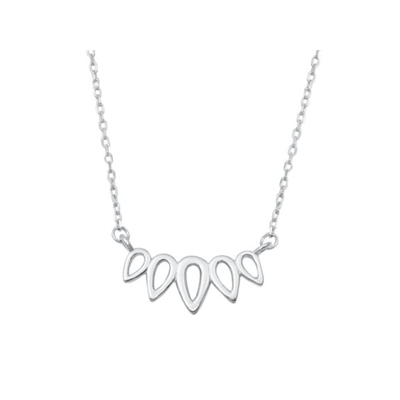 Upside Down Teardrop Pendant Necklace, Sterling Silver 925 with 18in Chain