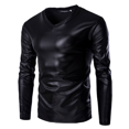 thumbnail image 2 of Men's Dress Shirt Slim Fit V-Neck Long Sleeve Top with a Sleek Shiny Finish for Formal Wear, 2 of 4