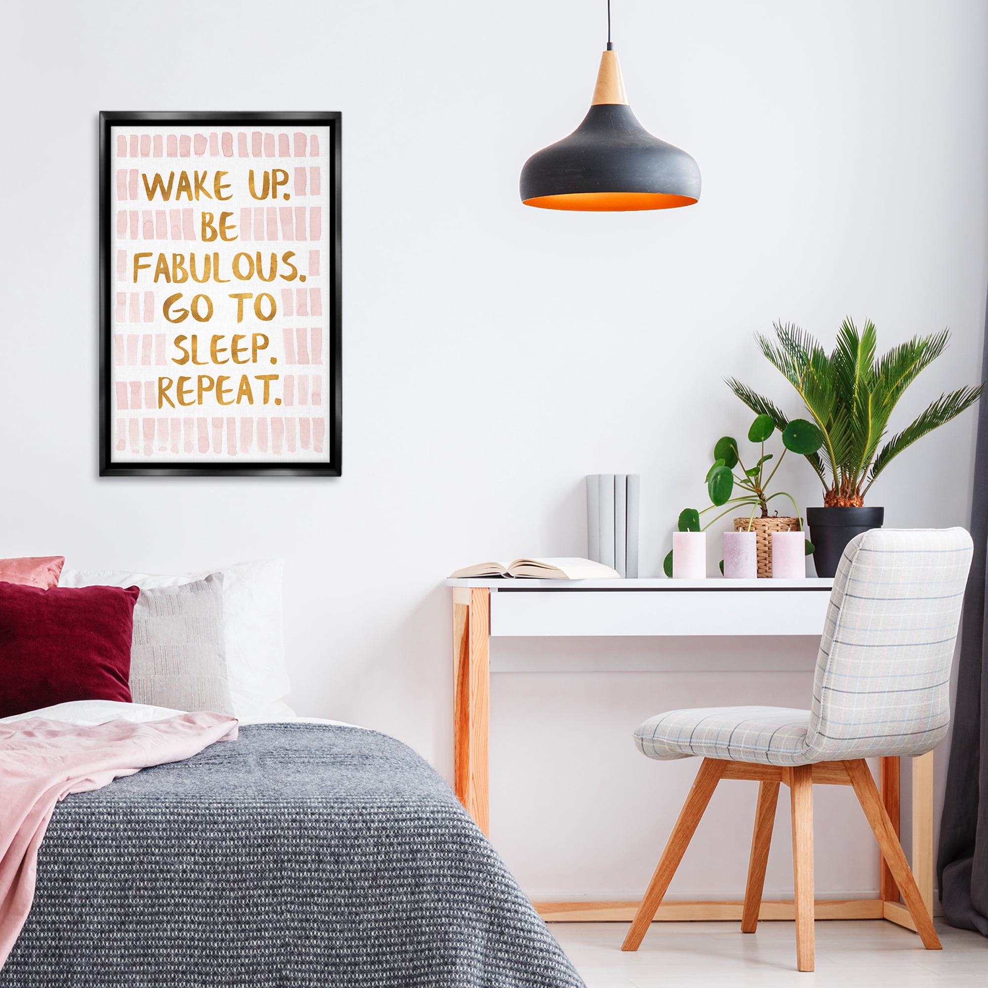 Stupell Industries Wake Up Be Fabulous Typography Painting Black Floater Framed Art Print Wall Art, 21 x 31