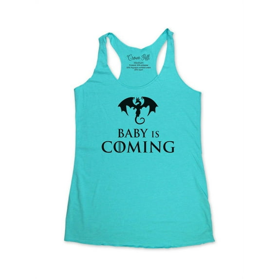 Baby is Coming - wallsparks Crown Hill Brand - funny workout Bridal shower party tank top - Soft Tri-Blend Racerback Tank for Women