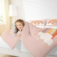 thumbnail image 4 of jejeloiu Cute Cartoon Rainbow Queen Comforter Set,Multicolor Geometric Stripe Bedding Comforter Set For Kids Reversible 3-Piece, 4 of 8