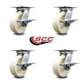 thumbnail image 2 of 6 Inch Heavy Duty Nylon Caster Set with Roller Bearings and Brakes SCC, 2 of 2