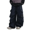thumbnail image 3 of Ulitacool Boy Slacks Straight Leg Cargo Pants For Wear With Multiple Pockets Style Trousers Loose Fit Joggers For Kids School Outdoor Daily Use For Growing Children Cute Slacks Navy 14-15 Years, 3 of 9