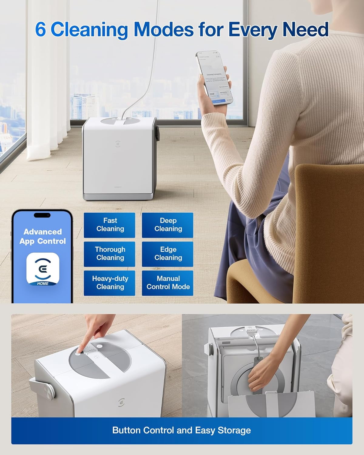 ECOVACS WINBOT W2 PRO Omni Portable Window Cleaning Robot with Multi-Functional Station, 12-Level Protection
