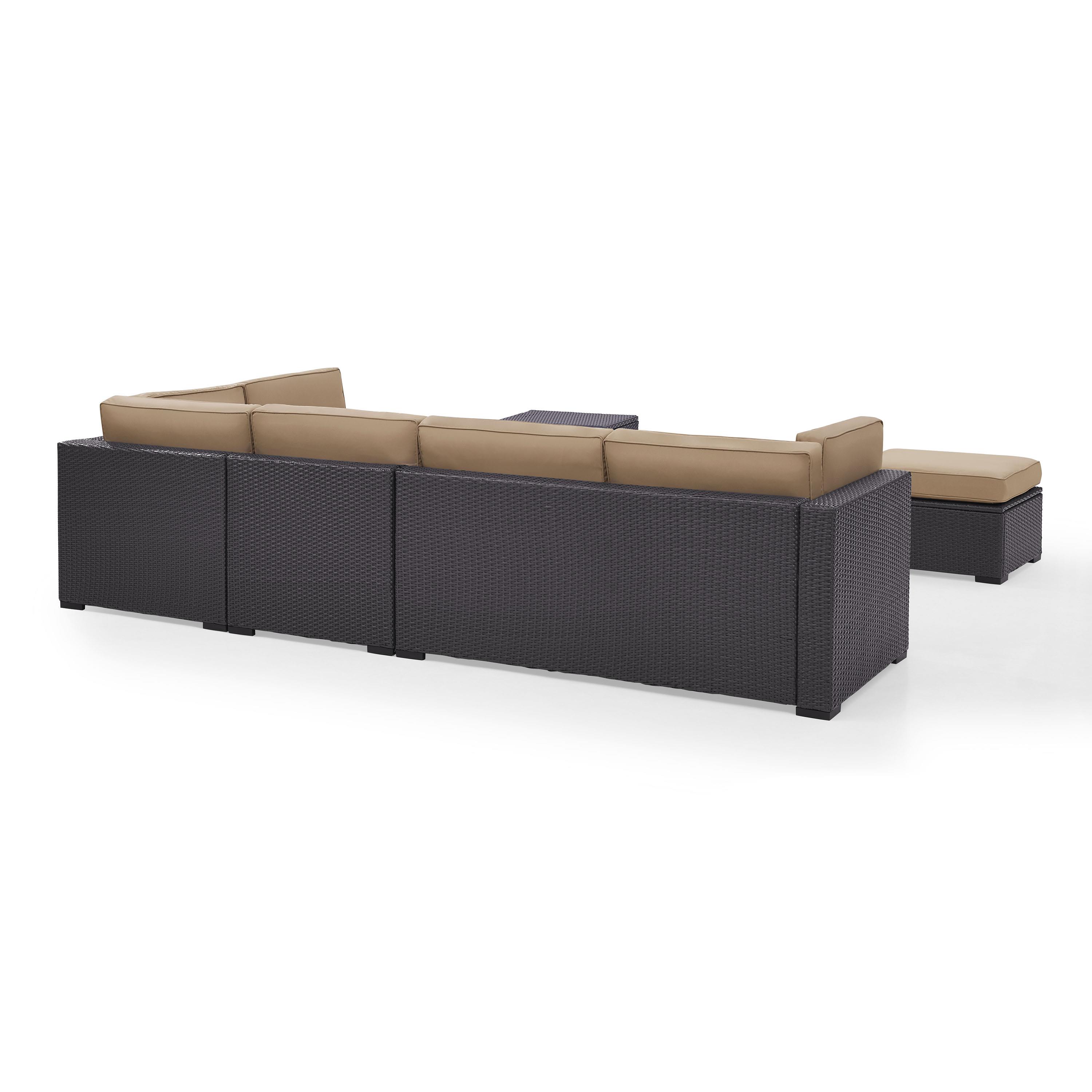 BISCAYNE 7 PERSON OUTDOOR WICKER SEATING SET IN MOCHA - TWO LOVESEATS, ONE ARMLESS CHAIR, COFFEE TABLE, TWO OTTOMANS - image 3 of 4