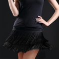thumbnail image 2 of Mini Skirts for Women Tassel Skirt Cha Cha Square Dance Practice Outfit Half Skirt Performance Style Black L, 2 of 3