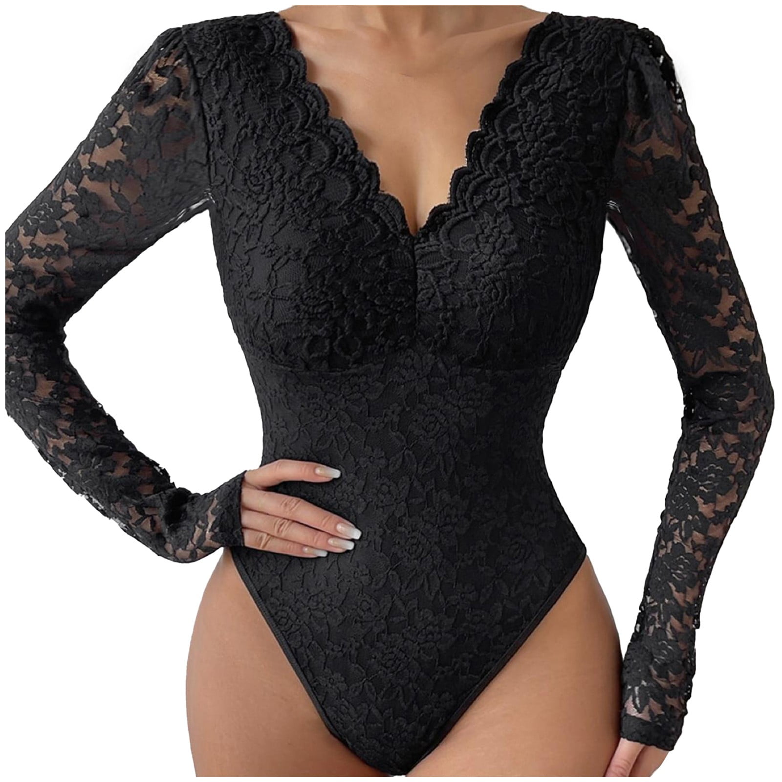 PEASKJP Shapewear for Women Firm Control Crew Neck Seamless Body Suit for Women Ribbed Basic Black L