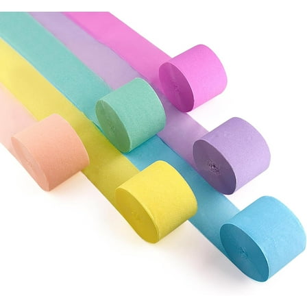 6 Rolls Crepe Paper Streamers, Boriyuan Colorful Crepe Paper DIY Craft Supplies for Birthday, Wedding, Graduation, Bachelorette Party Backdrop Decorations (1.77in x 82ft/Roll)