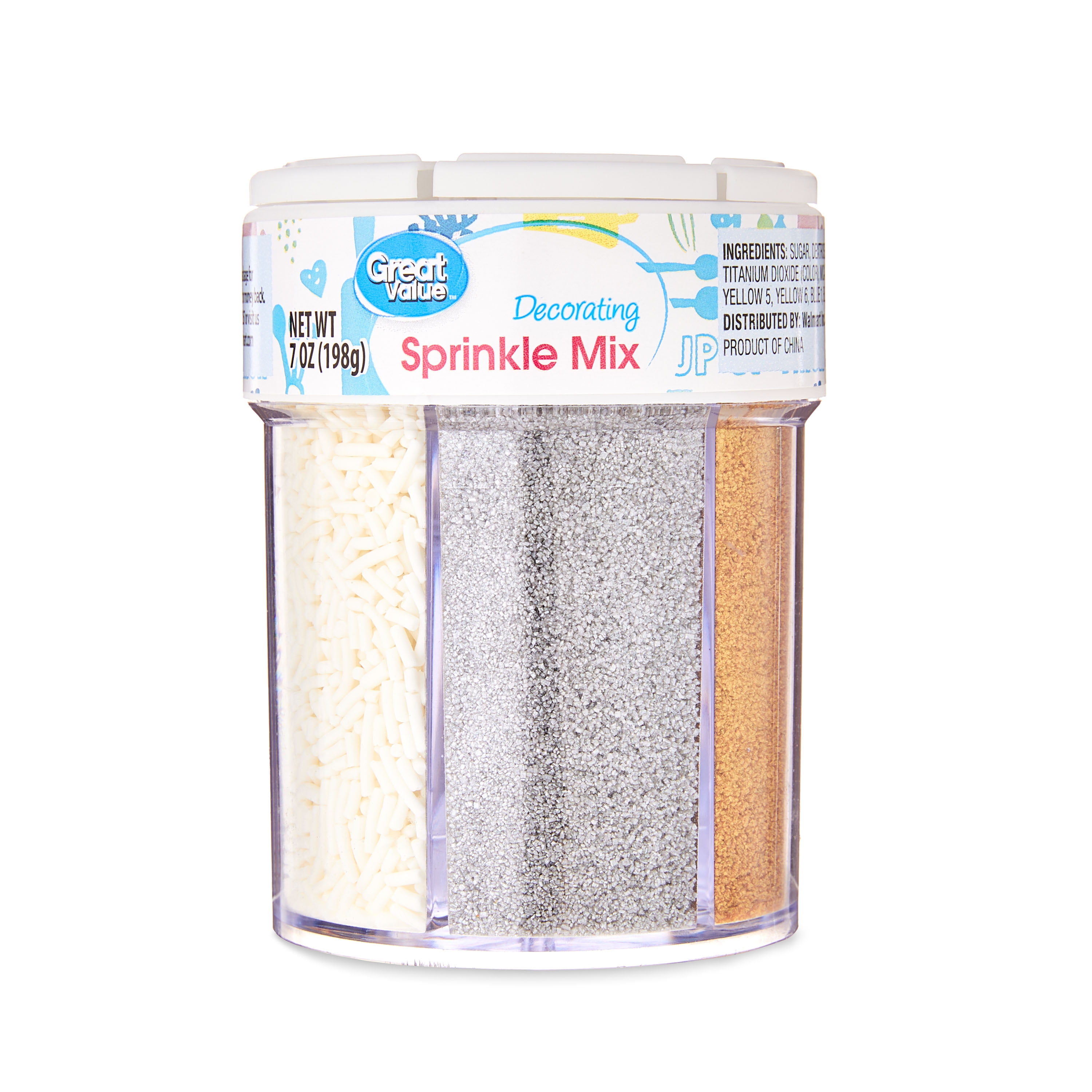 Great Value 6-Cell Gold & Silver Sprinkles Mix, 7 oz