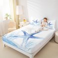 thumbnail image 4 of Homewish Cartoon Ocean Starfish Queen Sheet Sets for Kids, Kawaii Marine Sealife Flat Sheet, Blue Watercolor Queen Fitted Sheet, Luxury Bedroom Decor, 4pcs, 4 of 7