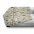 thumbnail image 3 of Indie Soft Flannel Fleece Throw Blanket, Retro Mustache Pattern in Different Colors Curly Shapes Old Fashioned, Cozy Plush for Indoor and Outdoor Use, 60" x 80", Teal Orange Brown, by Ambesonne, 3 of 6