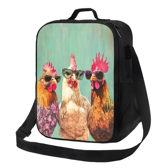 Chicken Lunch Bag Reusable Lunch Box Insulated Tote Bag with Adjustable Shoulder Strap