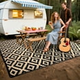 thumbnail image 2 of UNTIMATY 8'×10' Outdoor Rug Waterproof Patio Carpet Outdoor Area Rug Large Plastic Straw Mat for RV Camping Porch Deck Balcony, Black and Brown, 2 of 9