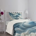 thumbnail image 3 of Ambesonne Blue Quilted Bedspread Set 2 Pcs, Surreal Oceanic Marble Print, Twin Size, Sky Blue and Off White, 3 of 4