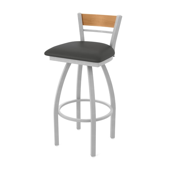 881 Revelle 36" Swivel Extra Tall Bar Stool with Anodized Nickel Finish, Medium Back and Canter Iron Seat