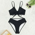 thumbnail image 5 of ANINEO Women Swimwear High Waist Bikini Sets 2PCS Swimsuit Front Tie Knot Bathing Suit Classic Hawaii Summer Tropical Brazilian Beachwear, 5 of 6