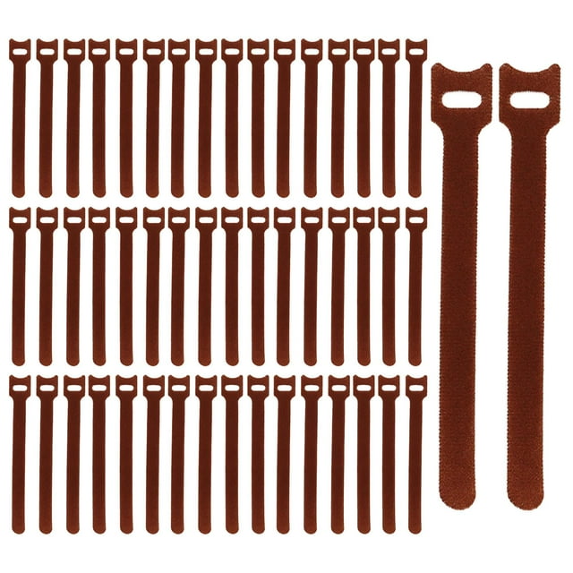50x Releasable Cable Ties Fastening Hook And Loop Loose Removable Strong Durable brown