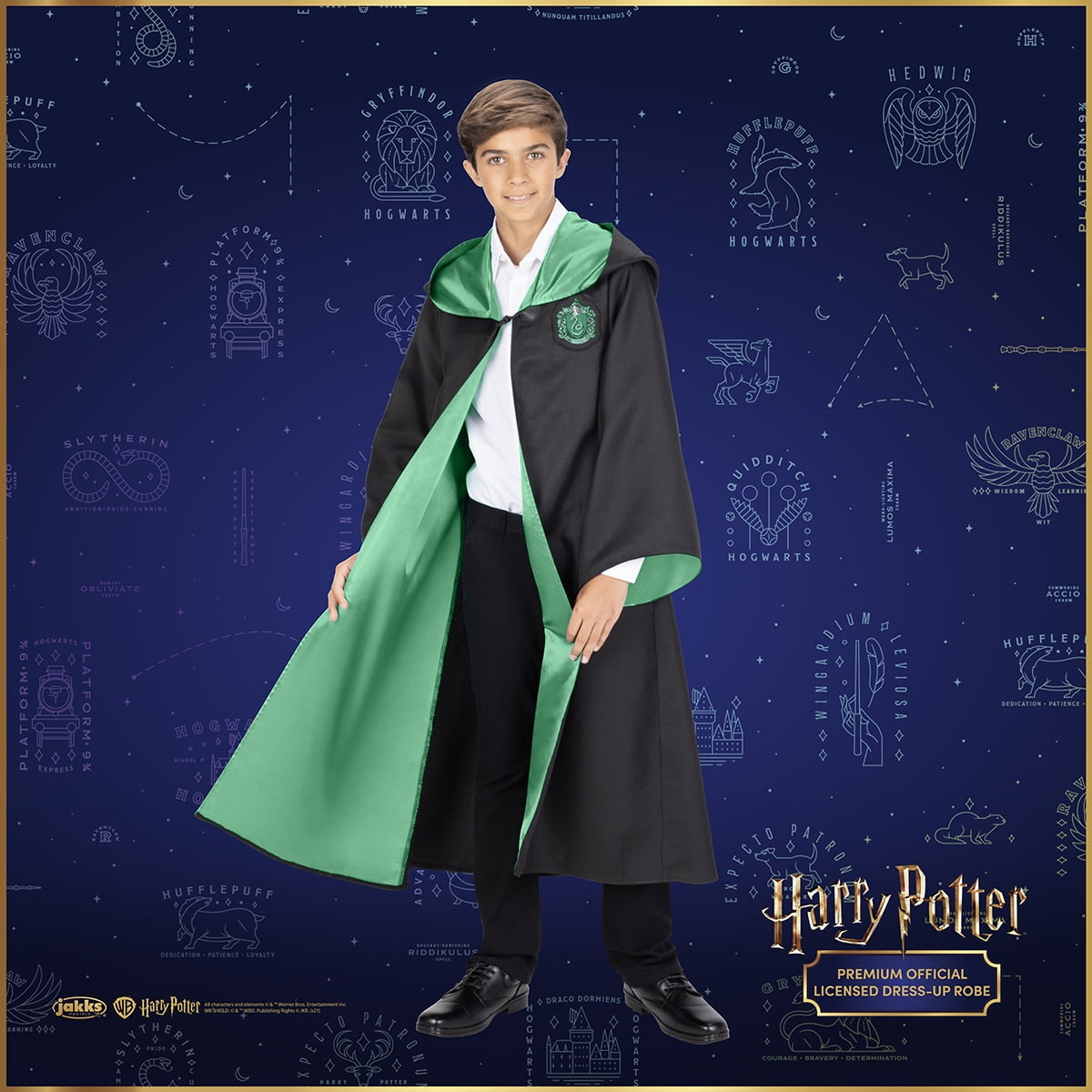 Harry Potter Boys or Girls Premium Hogwarts Slytherin Cosplay Robe, Size L/XL