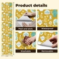 thumbnail image 5 of Retro Peel and Stick Wallpaper 23.6in x 9.8ft Vintage Teaware Botanical Golden Yellow White Teal Contact Paper Vinyl Waterproof Self Adhesive Wall Paper for Bedroom Shelf Cabinet Renter Friendly, 5 of 8