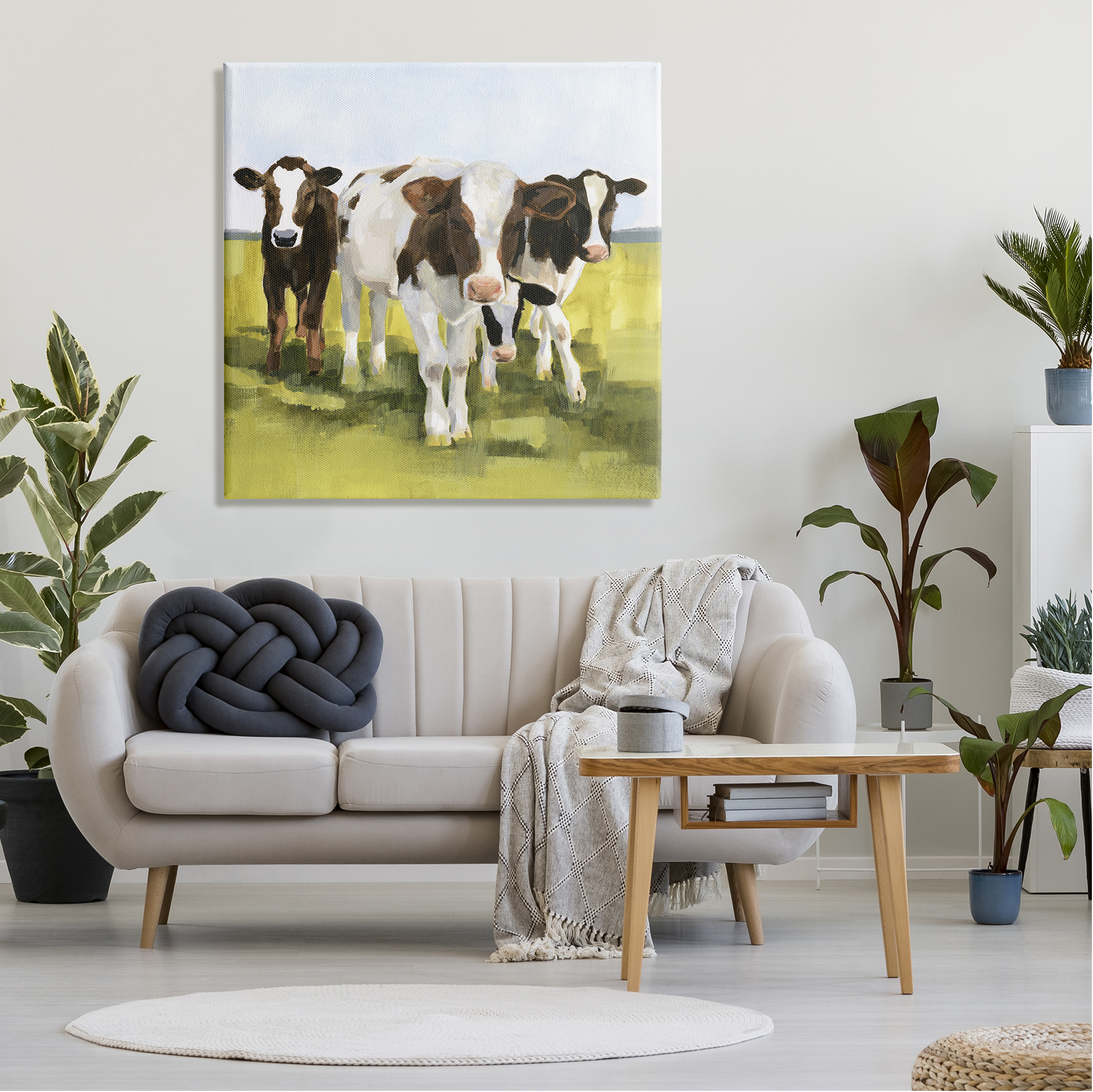 Stupell Country Cows Rural Painting Animals & Insects Painting Gallery Wrapped Canvas Print Wall Art