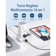 thumbnail image 2 of SMALLRT Torre Regleta Multicontacto con Protector de Sobretensión, 2.98M Extension Electrica Enchufe Plano con 12 Enchufes CA y 4 USB (1 USB C), Conector Multiple para Casa Oficina Dorm Accesorios, 2 of 5