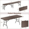 thumbnail image 3 of Gymax 3 Piece Folding Picnic Table Set w/ 6 ft Table & 2 Benches for Yard Camping, 3 of 9