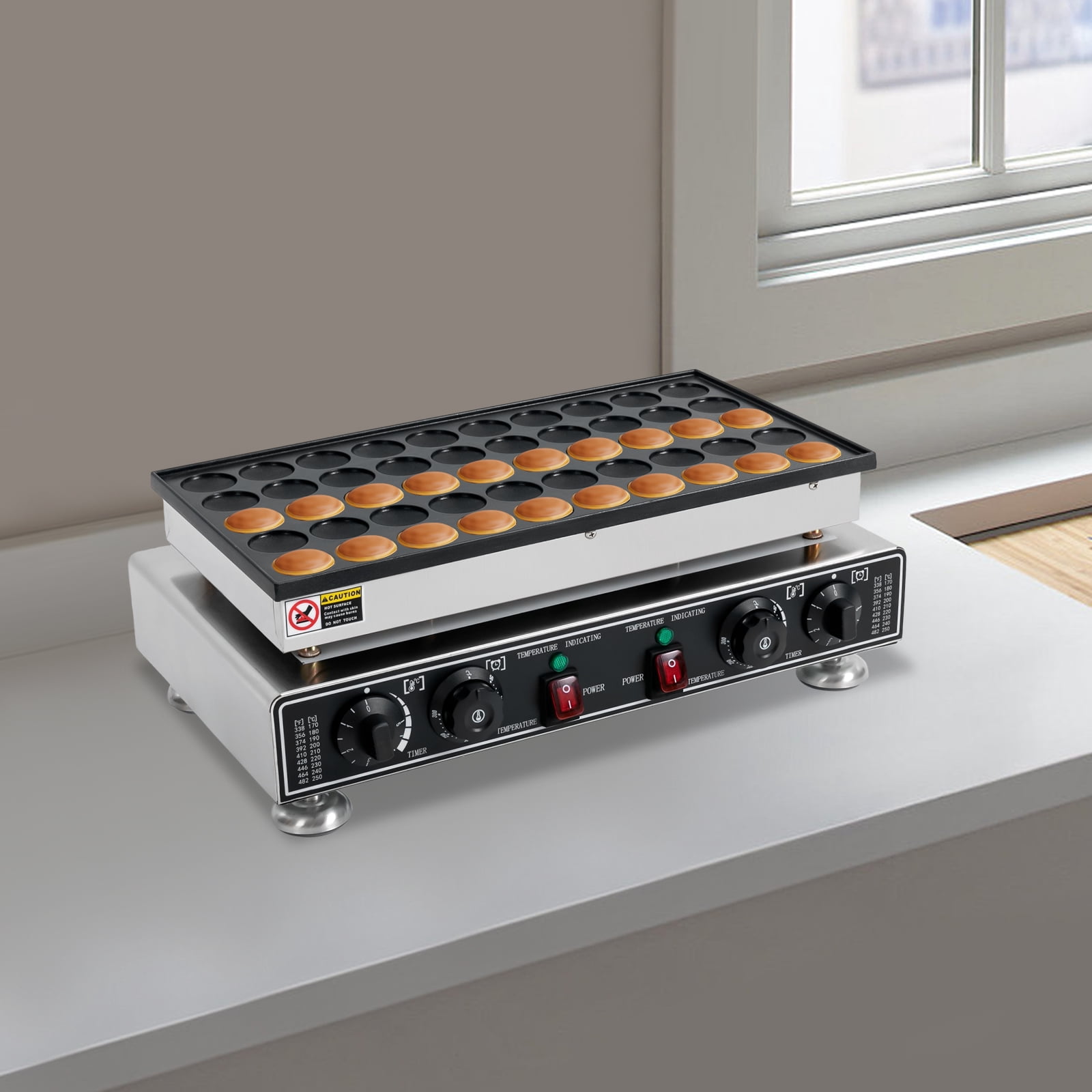 110v Stainless Steel Mini Pancake Maker, Commercial Waffle Pancakes Making Machine, Non-stick Coating