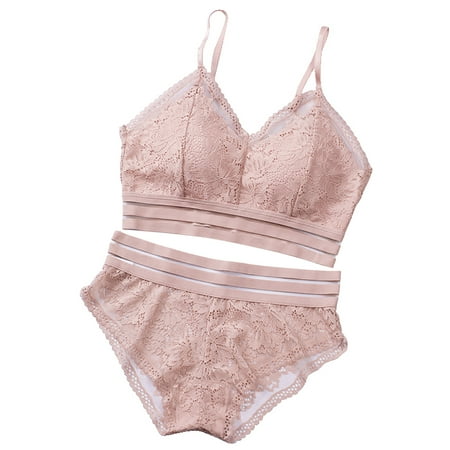 

BSDHBS Bra Sets for Women Underwear Women s Adjustable Bra Set Without Steel Ring Beautiful Back Bra Hollow Out Lace Gathered Bra B One Size