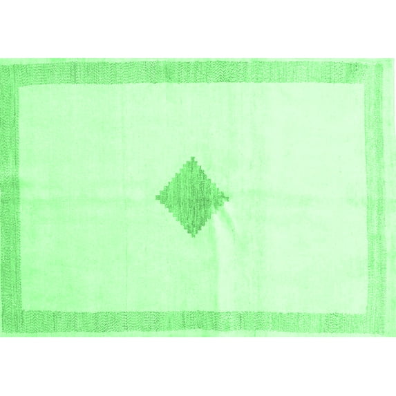 Ahgly Company Indoor Rectangle Solid Emerald Green Modern Area Rugs, 7' x 10'