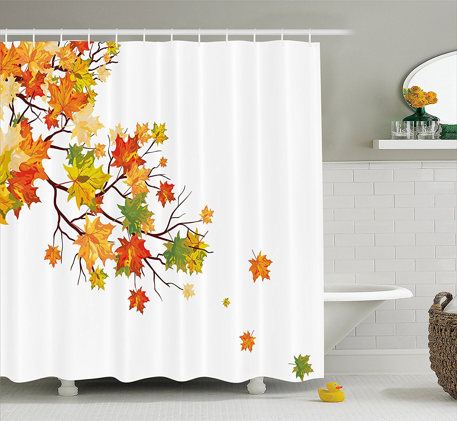 Fall Decorations Shower Curtain by , Fall Image with Canadian Maple