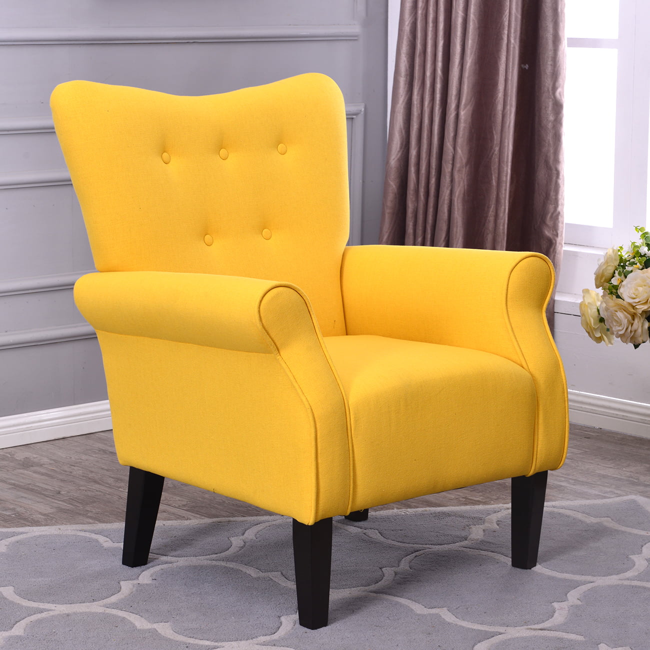 Кресло мягкое желтое