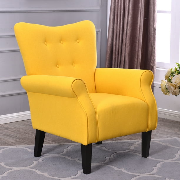 Belleze Modern Accent Chair Roll Arm, Yellow Living Room Chair