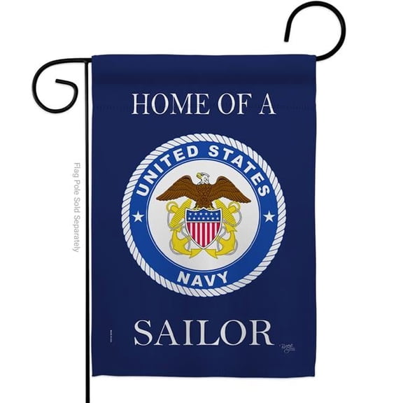 Breeze Decor G158471-BO Home of Navy Sailor Garden Flag Armed Forces 13 x 18.5 in. Double-Sided Decorative Vertical Flags for House Decoration Banner Yard Gift