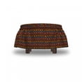 thumbnail image 4 of Retro Ottoman Cover, Brown Toned Geometric Tile, 2 Piece Slipcover Set with Ruffle Skirt for Square Round Cube Footstool Decorative Home Accent, Standard Size, Multicolor, by Ambesonne, 4 of 5